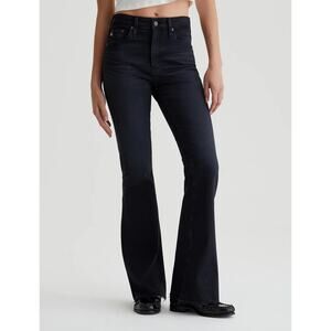 Adriano Goldschmied AG Farrah Boot Crop High Rise Jeans Raw Hem Denim Black 26